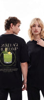 Unisex Oversize Tişört Kuzukulağı The Champ Baskılı Siyah – Bisiklet Yaka, Rahat Kalıp, %100 Pamuk