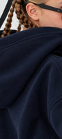Kız Çocuk Oversize Basic Hoodie Sweatshirt Lacivert – Kapüşonlu, Kanguru Cepli, 3 İplik Polar