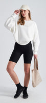The Wellness Era Kahverenk Baskılı Oversize Beyaz Kadın Sweatshirt