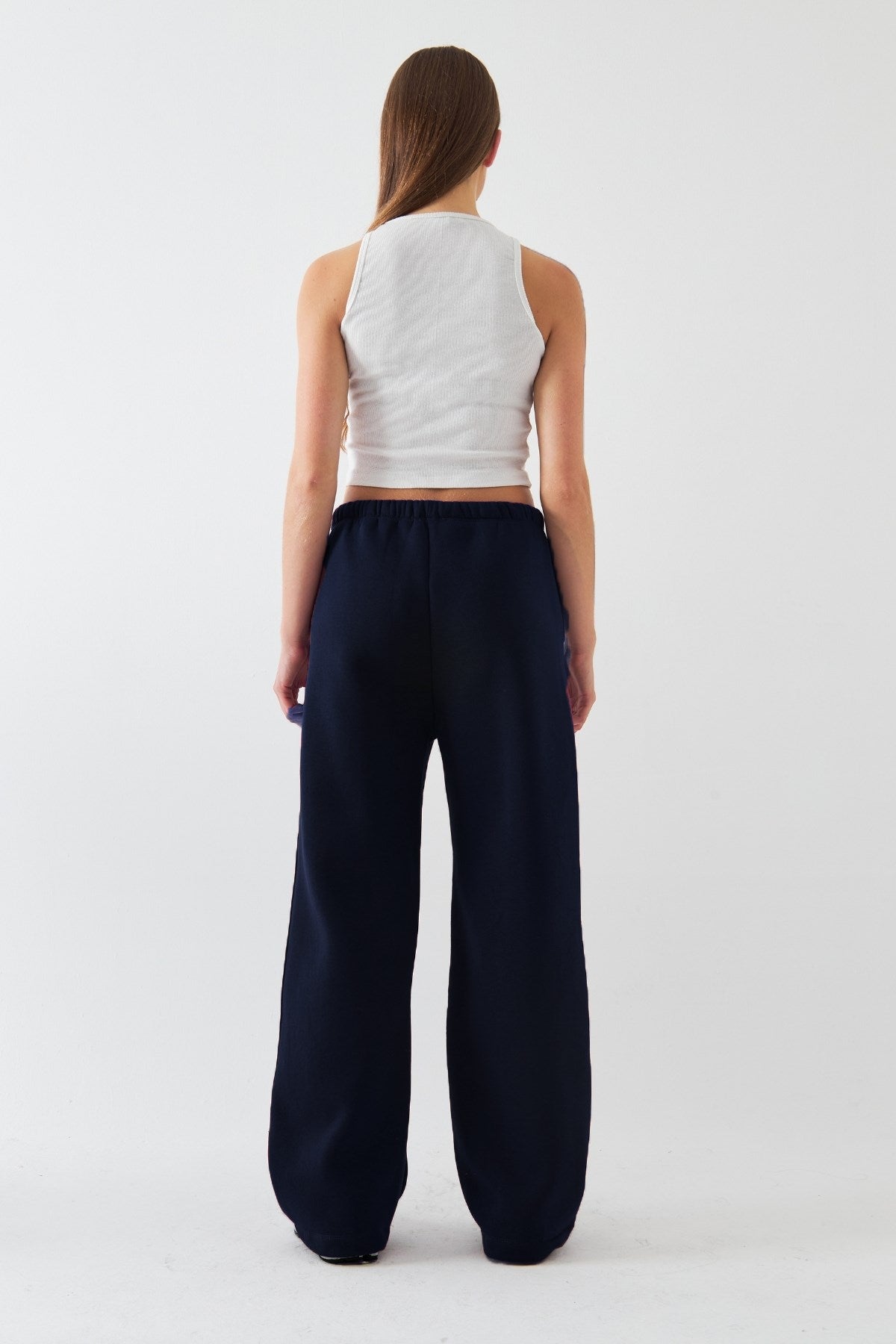 Oversize Unisex Eşofman Altı Lacivert – 3 İplik Şardonlu, Bol Paça, Cepli, Modern Rahat Kesim