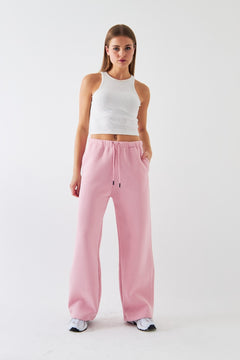 Oversize Unisex Eşofman Altı Pembe – 3 İplik Şardonlu, Bol Paça, Cepli, Modern Rahat Kesim