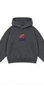 Kız Çocuk Oversize Hoodie Love Mount Baskılı Füme – Kapüşonlu, Cepli, 3 İplik Polar