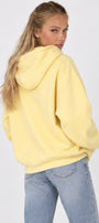 Kadın Oversize Hoodie Amore Baskılı Sarı – Kapüşonlu, Kanguru Cepli, 3 İplik Şardonlu Polar