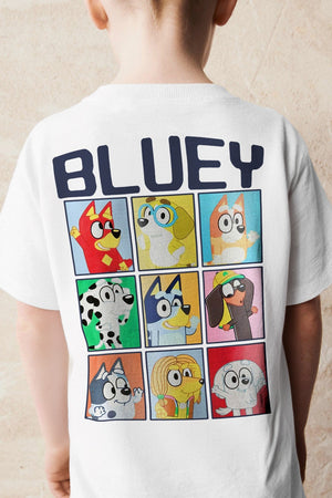 Bluey Yazılı Bluey Bingo Baskılı Beyaz Erkek Çocuk T-shirt 