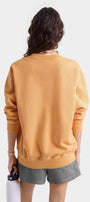 Kadın Oversize Sweatshirt Be Hot Baskılı Turuncu – Bisiklet Yaka, 3 İplik Şardonlu Polar