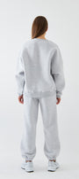 Unisex Oversize Sweatshirt Basic Gri – Bisiklet Yaka, 3 İplik Şardonlu Polar