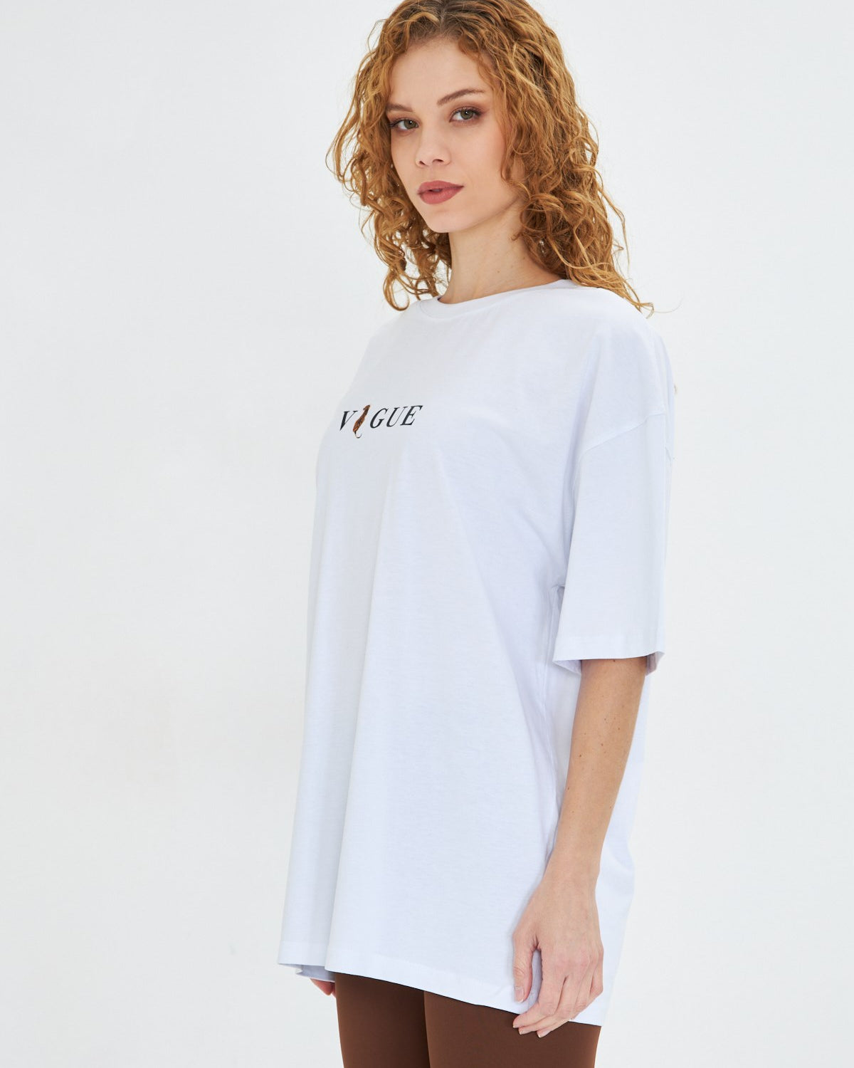 Kadın Vogue  Baskılı %100 Pamuk Oversize Kadın Tişört