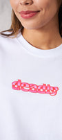 Deadly Yazılı Yüz Tasarım Baskılı Beyaz Kadın T-Shirt