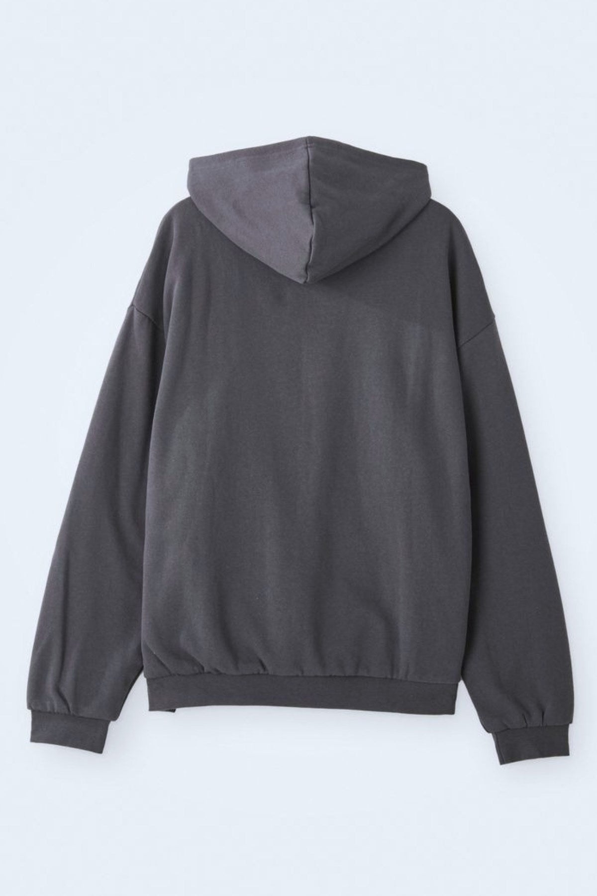 Erkek Oversize Sweatshirt Hoodie Shark Hello Füme – Kapüşonlu, 3 İplik Polar, Kanguru Cepli