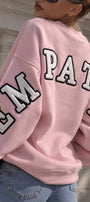Kadın Oversize Sweatshirt Empathy 3D Baskılı Pembe – Bisiklet Yaka, 3 İplik Şardonlu Polar