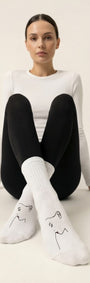 Unisex Beyaz Uzun Çorap Kadın Figürlü - Nefes Alan Pamuklu-Koku Oluşumunu Azaltmaya Yardımcı 6’lI 