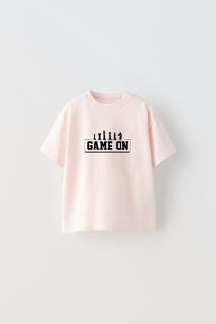 Game On Yazılı Satranç Tasarım Baskılı Pembe  Çocuk T-Shirt