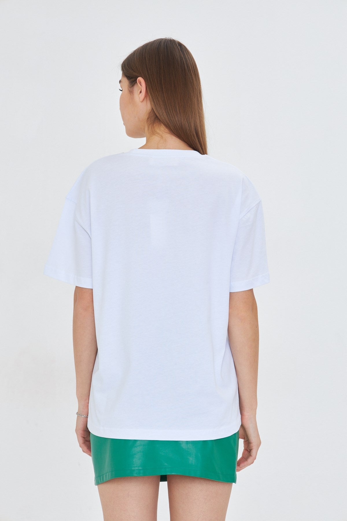 Kadın Limon Baskılı Lila Oversize Yazlık Tişört Squeeze The Day Beyaz