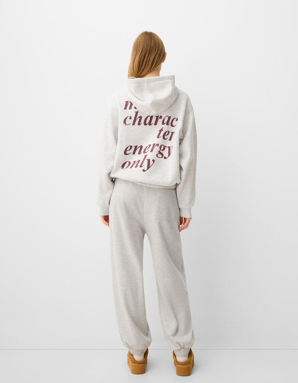 Gri  Çocuk 98 Cherries Baskılı Main Charactery Enegy Only Yazılı Kapüşonlu Oversize Hoodie