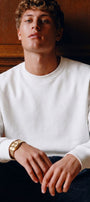 Erkek Oversize Sweatshirt Extinction Baskılı Beyaz – Bisiklet Yaka, 3 İplik Şardonlu Polar