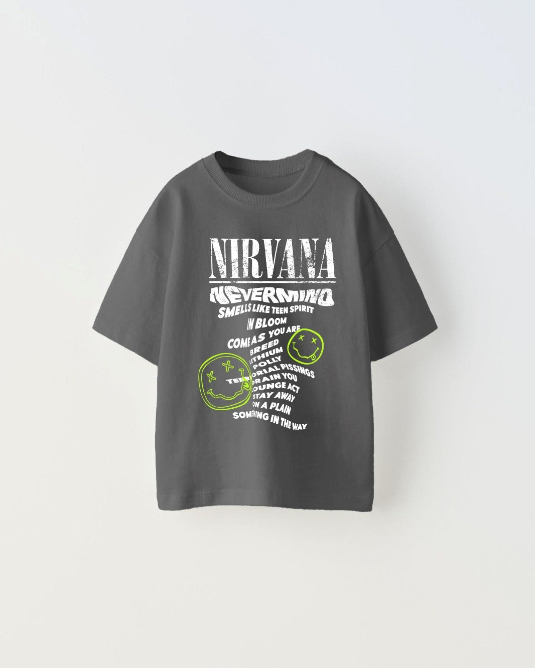 Nirvana Yazılı Smile Baskılı Füme Çocuk T-shırt 