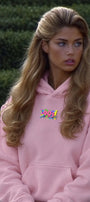 Kadın Oversize Hoodie 90’s Vibe Baskılı Pembe - Kapüşonlu, Kanguru Cepli, 3 İplik Polar