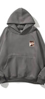 Kapüşonlu İçi Polar Mustafa Kemal Atatürk Baskılı Füme Unisex Hoodie Sweatshirt