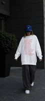 Kadın Oversize Sweatshirt Elbise More Love Baskılı Beyaz – Bisiklet Yaka, 3 İplik Şardonlu Polar