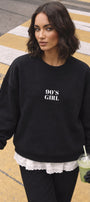 Kadın Oversize Sweatshirt 90’s Girl Baskılı Siyah – Bisiklet Yaka, 3 İplik Şardonlu Polar