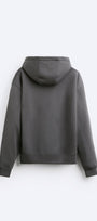 Kapüşonlu İçi Polar Shark Baskılı Füme Oversize Hoodie Sweatshirt