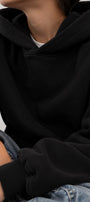 Erkek Çocuk Oversize Basic Hoodie Sweatshirt Siyah– Kapüşonlu, Kanguru Cepli, 3 İplik Polar