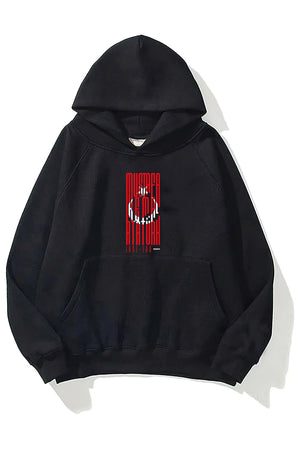 Kapüşonlu İçi Polar Türk Bayrağı Baskılı Siyah Unisex Hoodie Sweatshirt