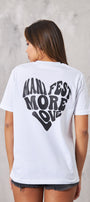 Manifest More Love Yazılı Kalp Tasarım Baskılı Beyaz Kadın T-Shirt