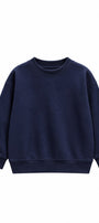 Erkek Çocuk Oversize Sweatshirt Basic Lacivert – Bisiklet yaka, 3 iplik şardonlu polar