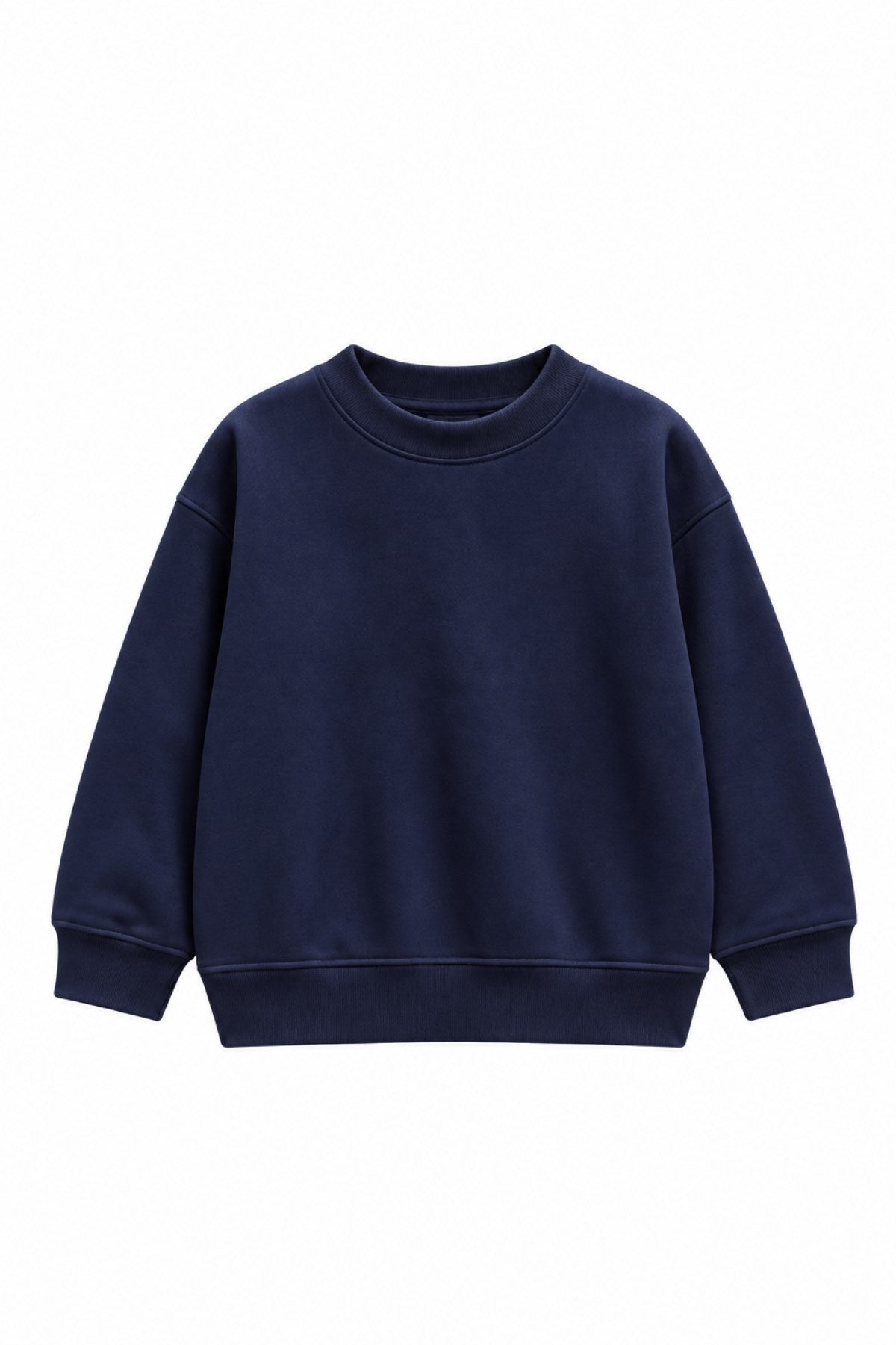 Erkek Çocuk Oversize Sweatshirt Basic Lacivert – Bisiklet yaka, 3 iplik şardonlu polar