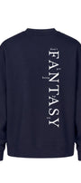 Erkek Oversize Sweatshirt Fantasy Back Baskılı Lacivert– Bisiklet Yaka, 3 İplik Şardonlu Polar
