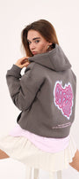 Kapüşonlu İçi Polar No Fear Baskılı Füme Unisex Oversize Hoodie Sweatshirt