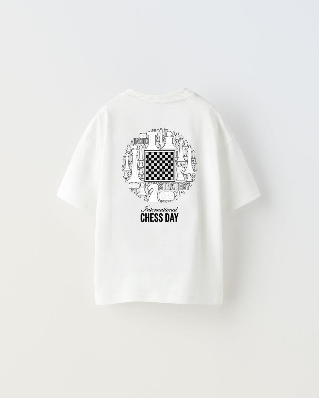 International Chess Day Yazılı Satranç Tasarım Baskılı Beyaz Çocuk T-Shirt