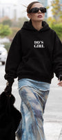 Kadın Oversize Hoodie 90’s Girl Baskılı Siyah – Kapüşonlu, Kanguru Cepli, 3 İplik Polar