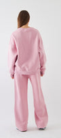 Unisex Oversize Sweatshirt Basic Pembe – Bisiklet Yaka, 3 İplik Şardonlu Polar