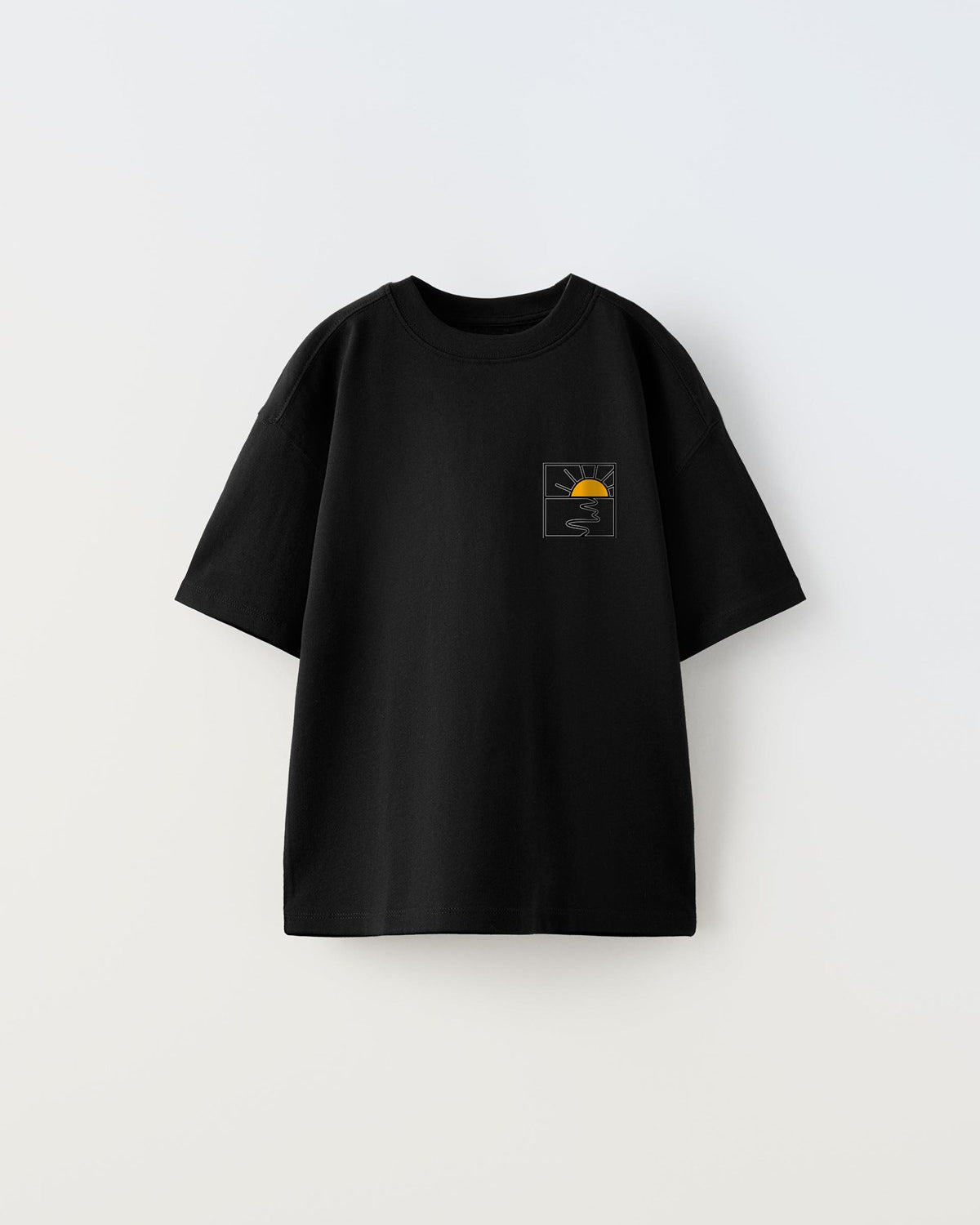 Sea Breeze Sunny Day California Yazılı Güneş Tasarım Baskılı Siyah Çocuk T-Shirt