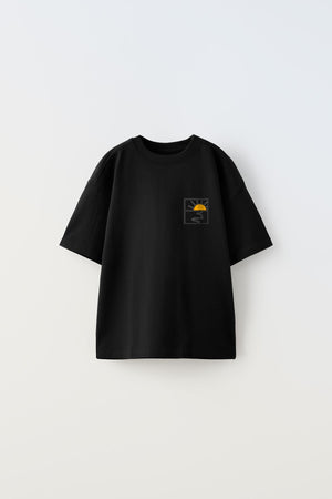 The Champ Sea Breeze Sunny Day California Yazılı Güneş Tasarım Baskılı Siyah Çocuk T-Shirt