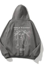 Kapüşonlu İçi Polar War & Peace Baskılı Füme  Unisex Hoodie Sweatshirt