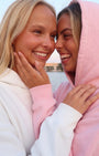 Unisex 2’li Oversize Basic Hoodie Beyaz & Pembe – Kapüşonlu, Cepli, 3 İplik Şardonlu Polar