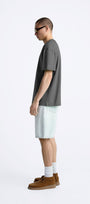 Bisiklet Yaka Afraid Of Real World Baskılı Füme Oversize Erkek T-shirt
