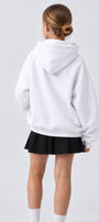 Kız Çocuk Oversize Basic Hoodie Sweatshirt Beyaz – Kapüşonlu, Kanguru Cepli, 3 İplik Polar
