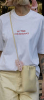 Kadın Oversize Tişört No Time For Romance Baskılı Beyaz – Bisiklet Yaka, Rahat Kalıp, %100 Pamuk