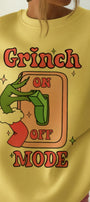 Kadın Oversize Sweatshirt Elbise Grinch Mode Baskılı Sarı – Bisiklet Yaka, 3 İplik Şardonlu Polar