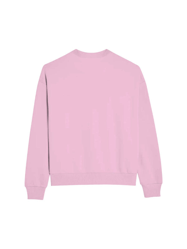 Bisiklet Yaka İçi Polar Cherries Baskılı Pembe Oversize Sweatshirt