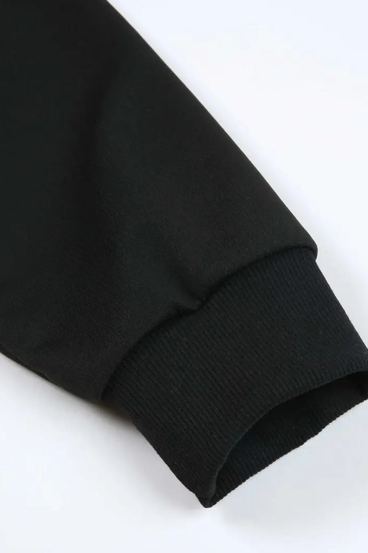 Erkek Oversize Sweatshirt Spooky Latte Baskılı Siyah – Bisiklet Yaka, 3 İplik Şardonlu Polar