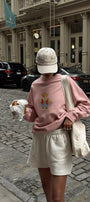 Kadın Oversize Sweatshirt Campus Bear Baskılı Pembe – Bisiklet Yaka, 3 İplik Şardonlu Polar
