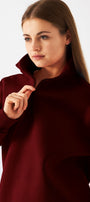 Unisex Oversize Eşofman Takımı Basic Bordo – Fermuarlı Dik Yaka, Lastikli Paça, 3 İplik Şardonlu Polar
