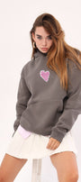 Kapüşonlu İçi Polar No Fear Baskılı Füme Unisex Oversize Hoodie Sweatshirt