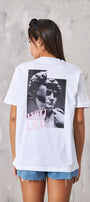 Perfect Life Yazılı Heykel Tasarım Baskılı Beyaz Kadın T-Shirt 
