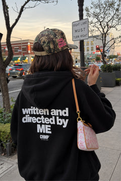 Kadın Oversize Hoodie Written & Directed Baskılı Siyah – Kapüşonlu, Sırt Baskılı, 3 İplik